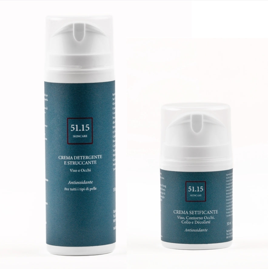 Crema detergente e struccante + Crema setificante antiossidante